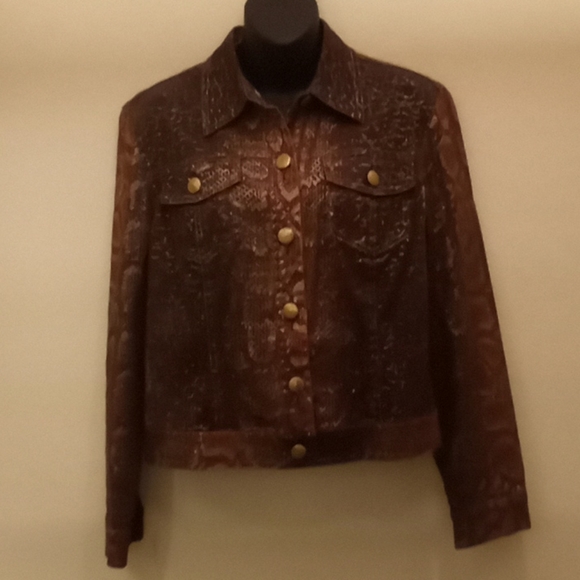 π HOST PICK!! V Cristina Twill Bronze Snake Print Bling πJacket - Picture 6 of 12